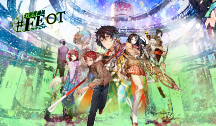 HD desktop wallpaper featuring characters from Tokyo Mirage Sessions #FE set against a colorful concert backdrop.