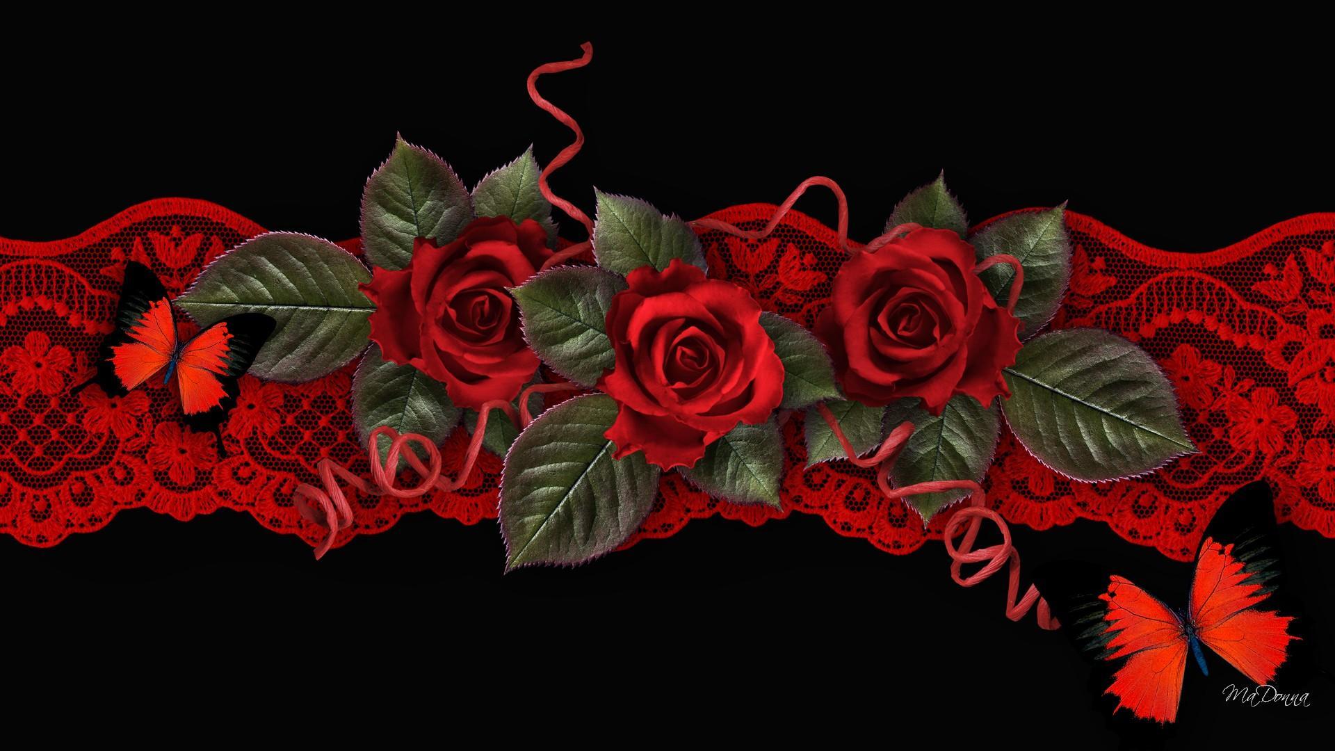 Red Roses and Butterflies by MaDonna