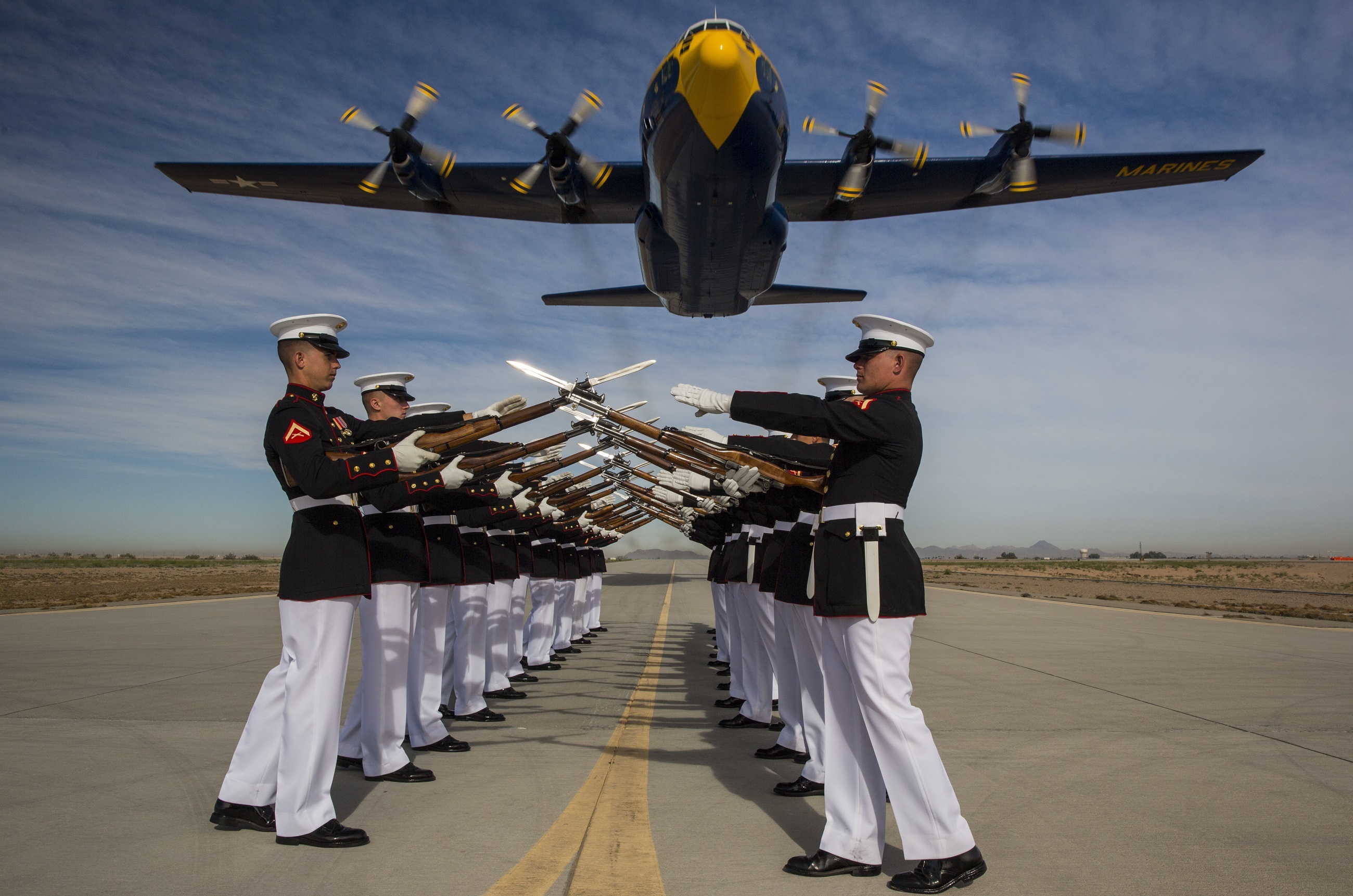 Silent Drill Platoon With Fat Albert  Doing A Flyover by skeeze