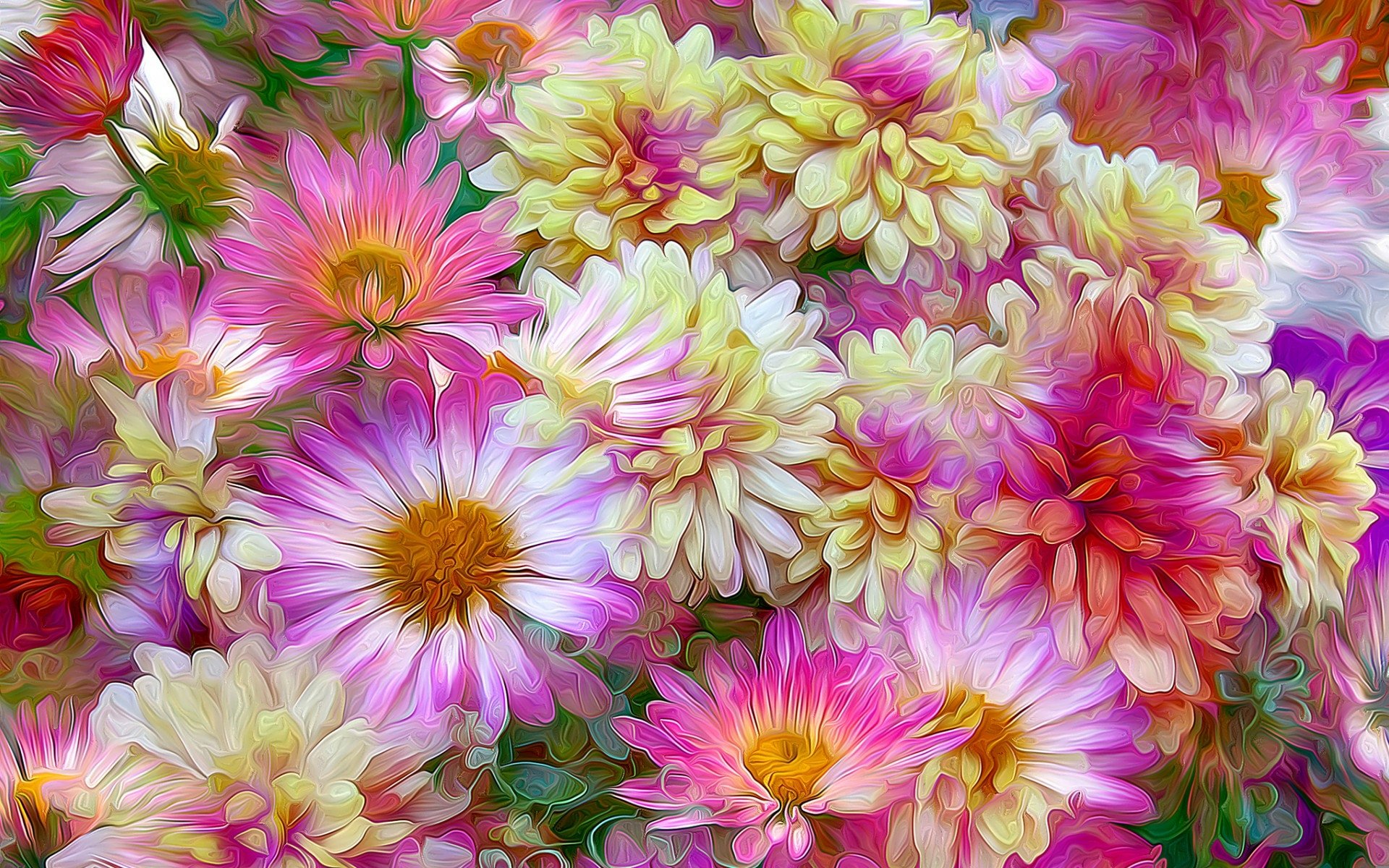 Download White Pink Artistic Flower HD Wallpaper