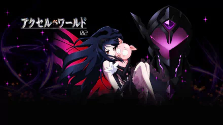 HD wallpaper featuring Haruyuki Arita and Kuroyukihime from the anime Accel World, set against a dark, dynamic background that highlights the series' vibrant style.