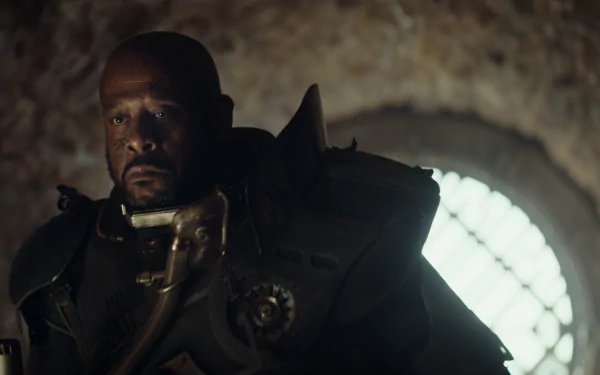 Saw Gerrera, portrayed by Forest Whitaker, appears in a dark, atmospheric scene from Rogue One: A Star Wars Story, featured in this HD PC desktop wallpaper.