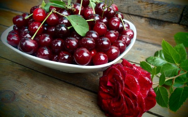 Food Cherry Fruits Fruit Rose Red Flower HD Wallpaper | Background Image