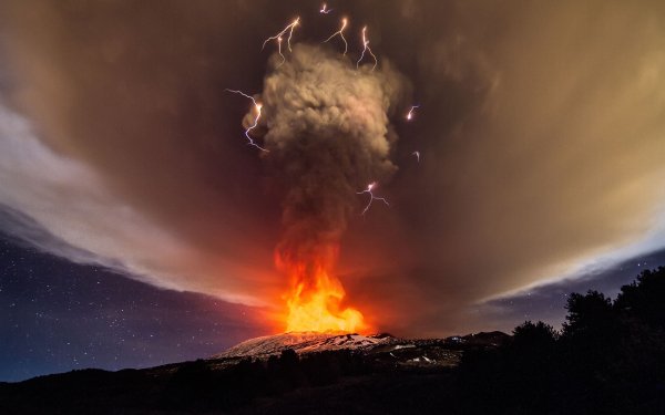 Earth Volcano Volcanoes Fire Cloud Lightning HD Wallpaper | Background Image