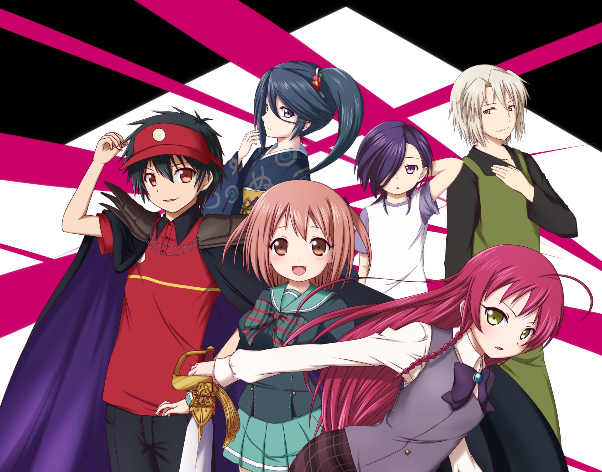 Anime - The Devil Is A Part-Timer!  Emi Yusa Sadao Maou Suzuno Kamazuki Chiho Sasaki Hanzou Urushihara Hataraku Maou-sama! Wallpaper