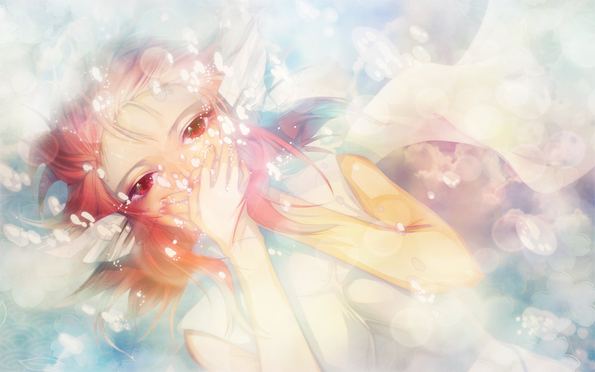 HD PC desktop wallpaper of Kouha Ren from the anime Magi: The Labyrinth of Magic, featuring soft pastel colors and a dreamy, ethereal atmosphere.