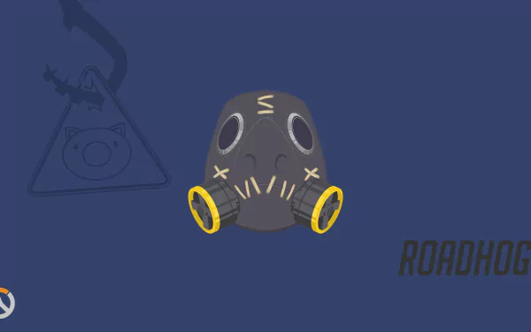 4K Ultra HD PC desktop wallpaper featuring Roadhog's mask from Overwatch, highlighting the iconic video game character against a dark blue background.