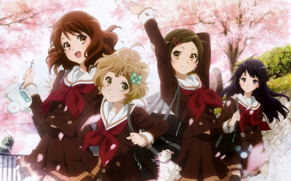Anime Sound! Euphonium Short Hair Brown Hair Brown Eyes School Uniform Skirt Long Hair HD Wallpaper | Background Image