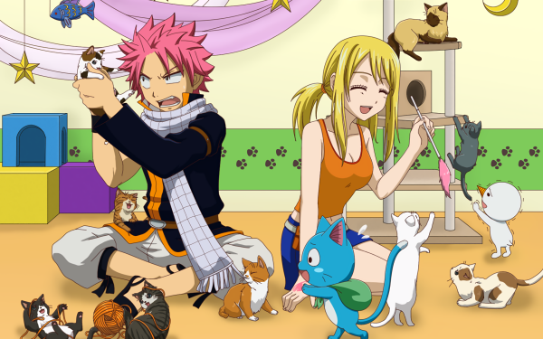 Anime Fairy Tail Lucy Heartfilia Natsu Dragneel Happy HD Wallpaper | Background Image
