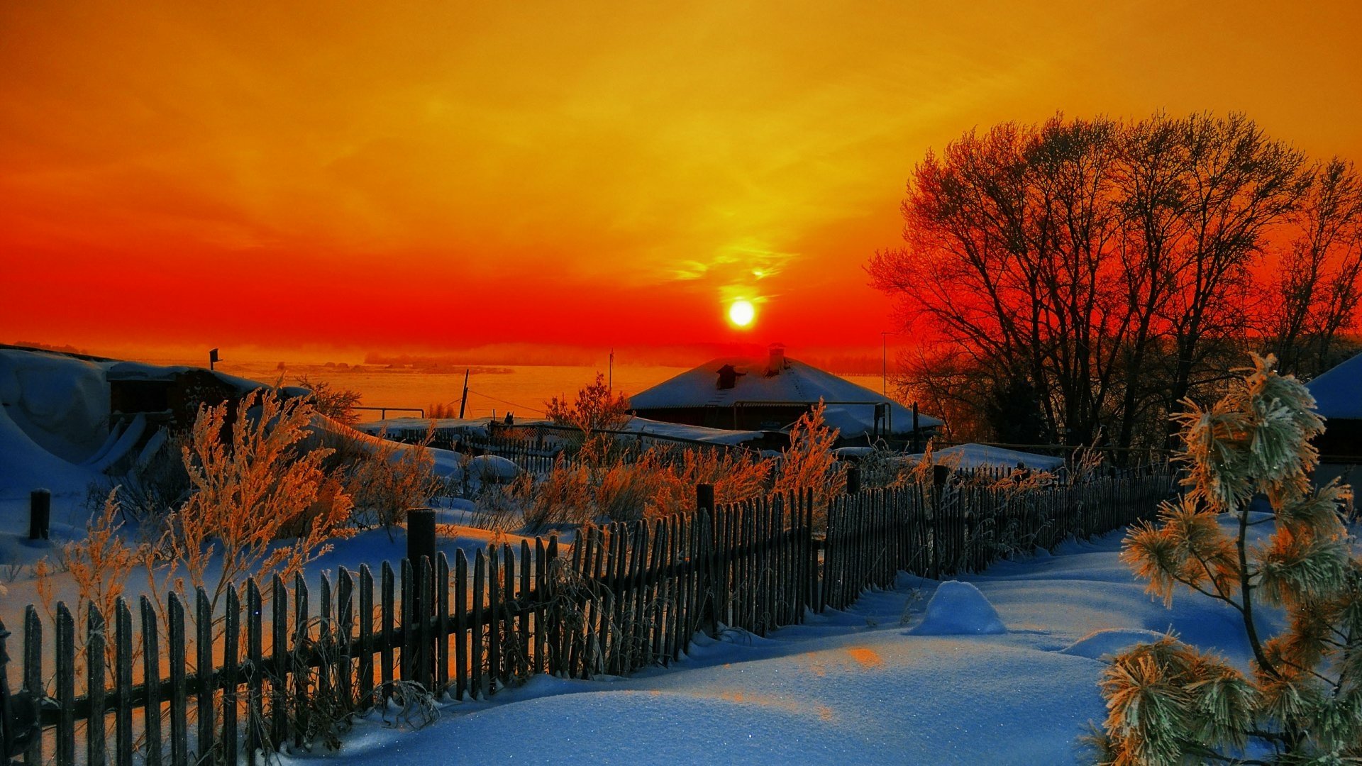 Winter Sunset HD Wallpaper | Background Image | 1920x1080