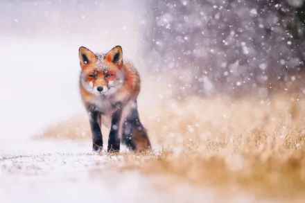 snowfall Animal fox HD Desktop Wallpaper | Background Image
