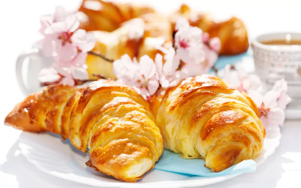 breakfast food croissant HD Desktop Wallpaper | Background Image