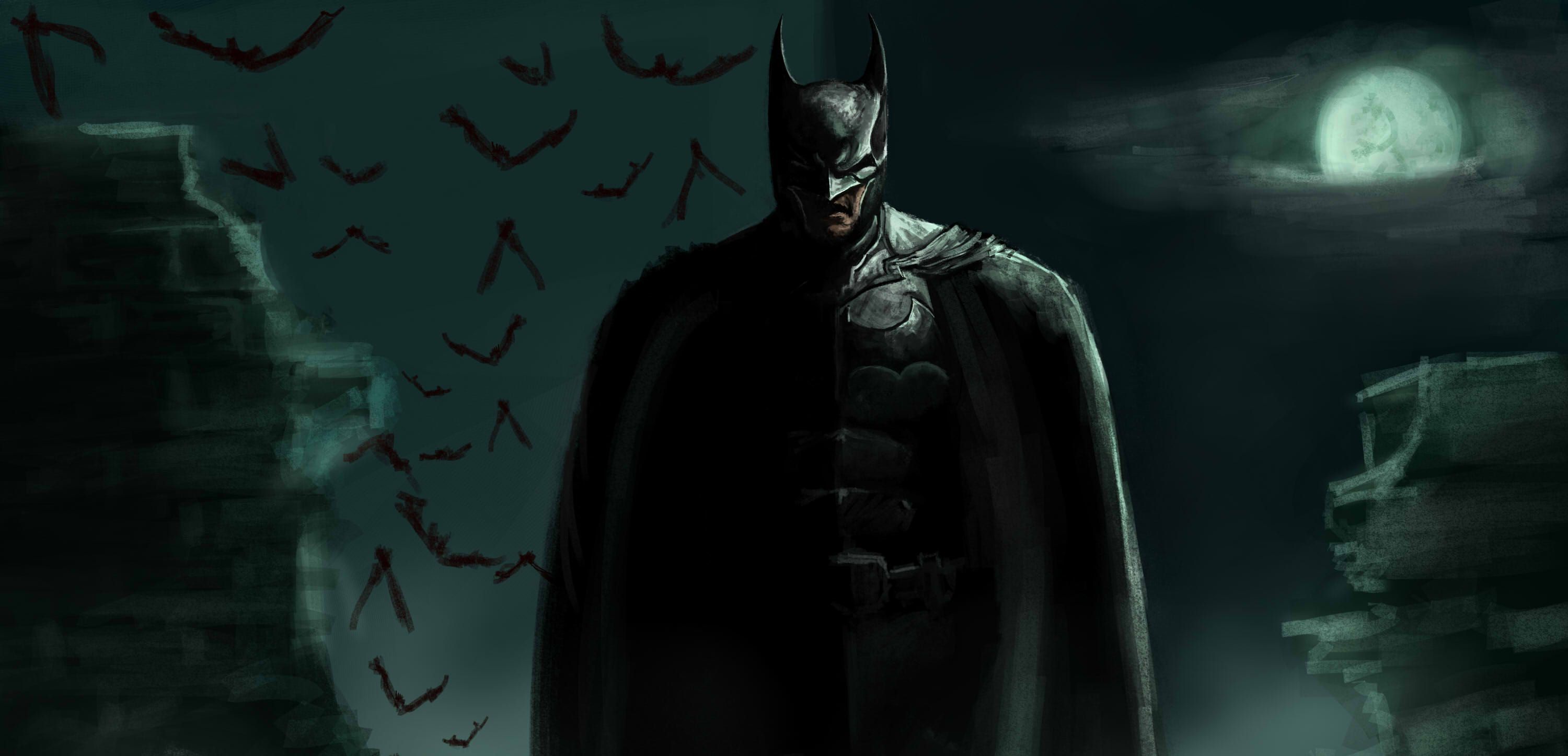 Batman with Bats & Moon Comics Wallpapers - Batman Wallpapers