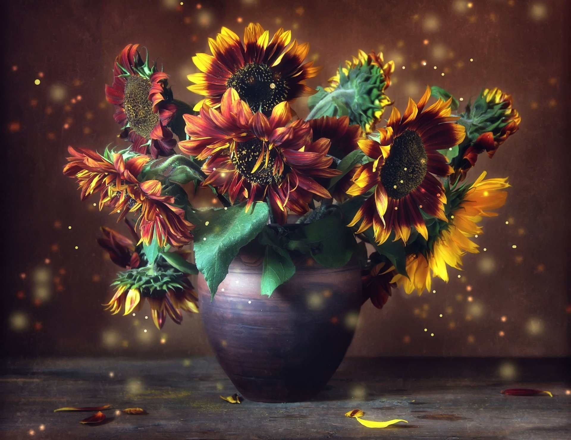 Download Sparkles Vase Sunflower Artistic Flower HD Wallpaper