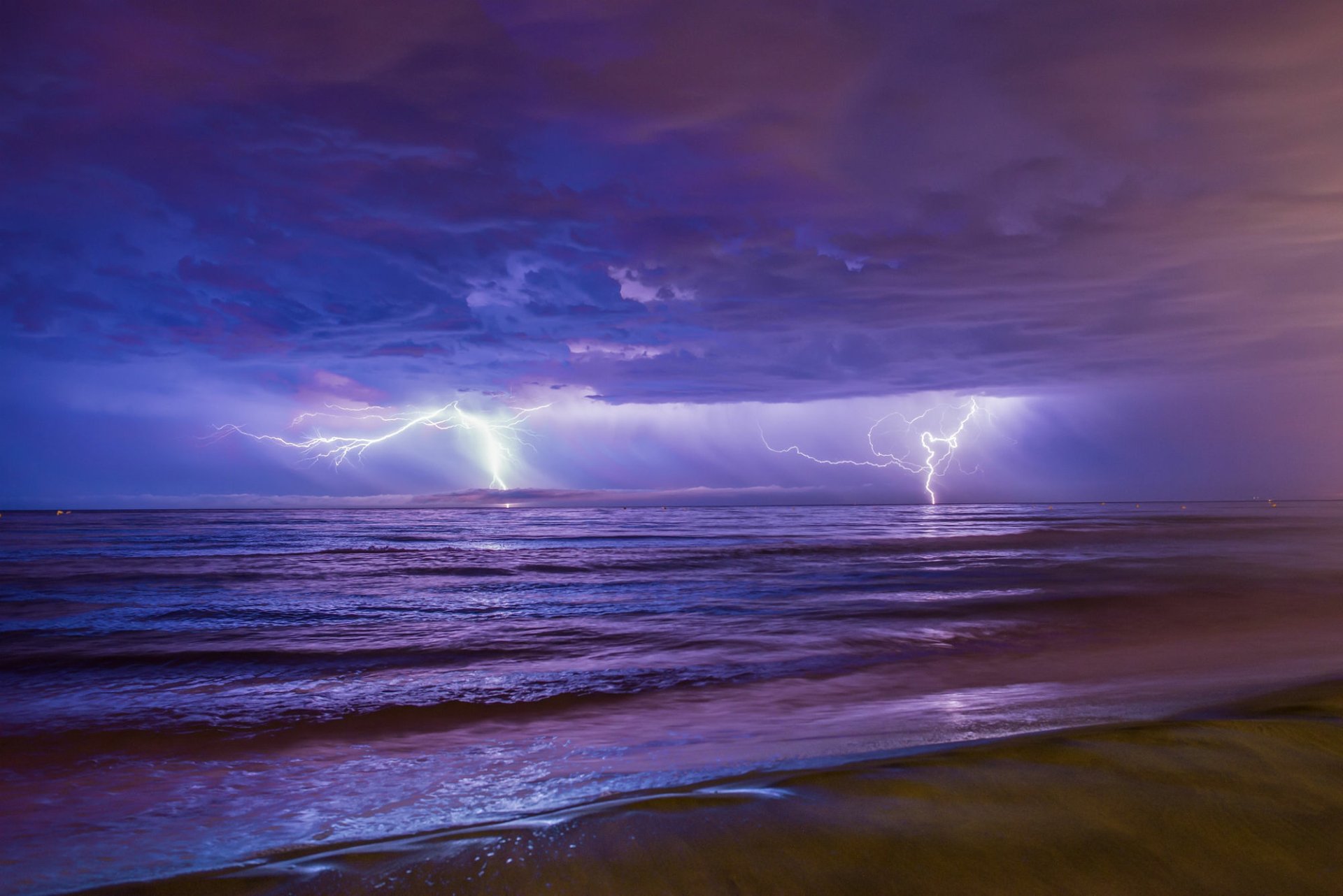 Download Horizon Blue Sea Ocean Storm Cloud Photography Lightning  HD Wallpaper by Frédéric Founaud