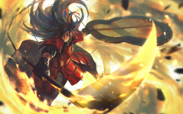 HD desktop wallpaper featuring Madara Uchiha from the anime Naruto, showcasing an intense battle scene with vivid colors and dynamic action.