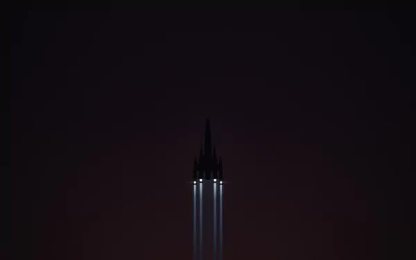 A minimalist HD wallpaper featuring the Normandy SR-1 from Mass Effect, showcasing its iconic design against a dark background, perfect for enhancing any PC desktop.