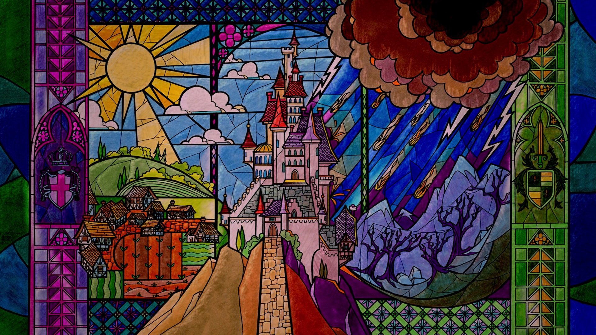 Download Castle Colorful Colors Artistic Stained Glass HD Wallpaper