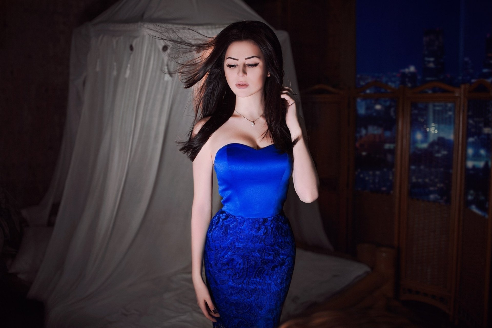 brunette blue dress LOST YOUR CHANCE NAVY VELVET MAXI DRESS – AKIRA