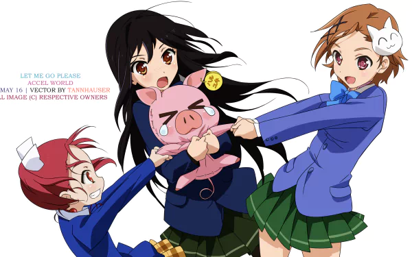 Yuniko Kouzuki Haruyuki Arita Chiyuri Kurashima Kuroyukihime (Accel World) Anime Accel World HD Desktop Wallpaper | Background Image