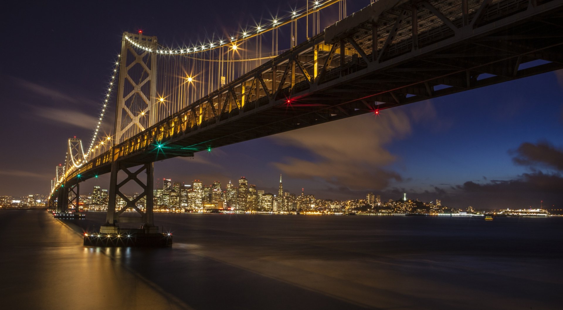 Download Light Night City San Francisco Man Made Bay Bridge HD Wallpaper   Thumb 1920 714700 