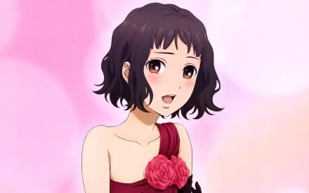Anime-style illustration of Miki Ishimoto from Sekkou Boys, featuring soft pink background tones in 4K Ultra HD for PC desktop wallpaper.