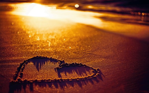 Photography Love Romantic Sand Heart Sunset HD Wallpaper | Background Image