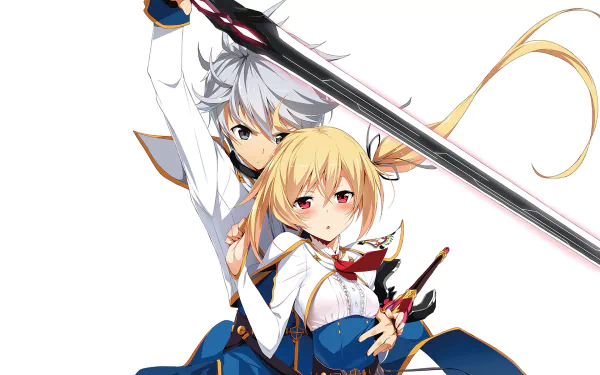 Dynamic HD wallpaper featuring characters Lisesharte Atismata and Lux Arcadia from the anime Saijaku Muhai no Bahamut (Undefeated Bahamut Chronicle).