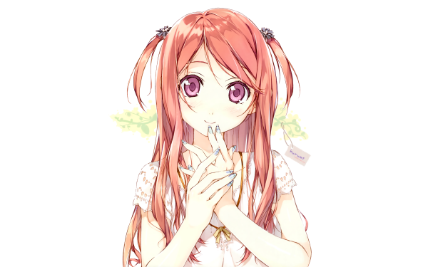 Anime Original Long Hair Orange Hair Pink Eyes Blush Necklace White 5 Nenme no Houkago HD Wallpaper | Background Image