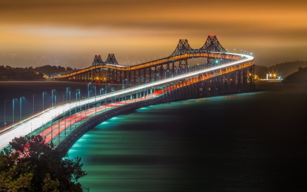 Man Made Bridge Bridges Time-Lapse Light HD Wallpaper | Background Image