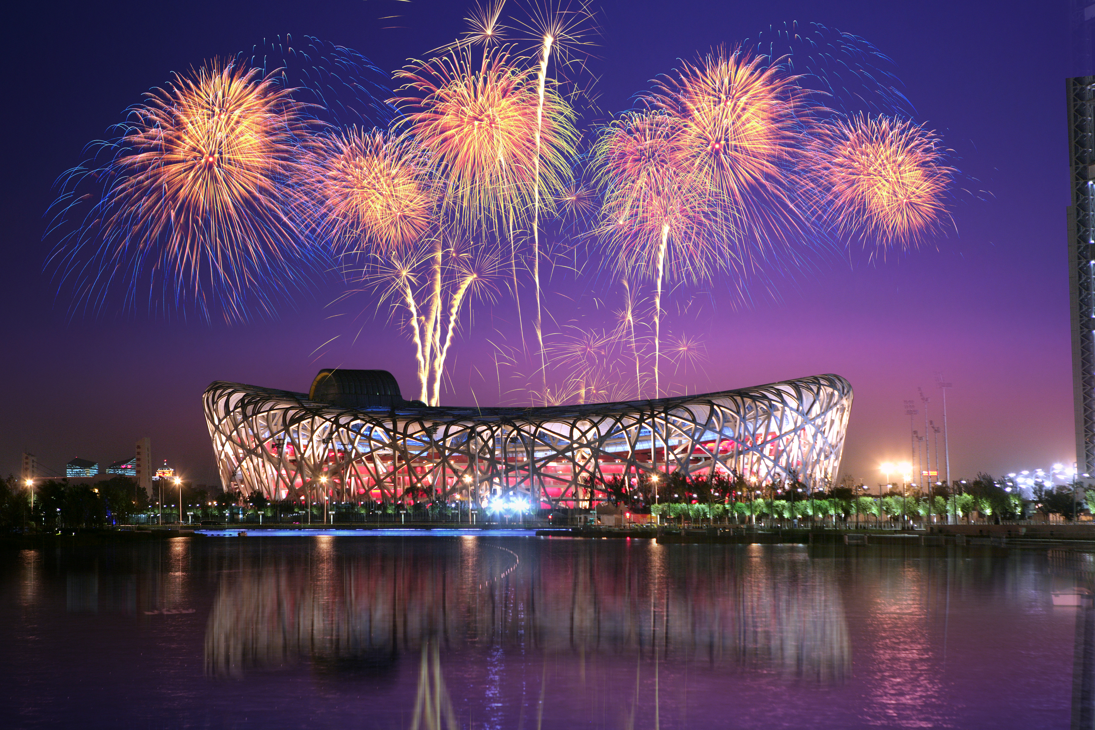 Fireworks over the "Bird's Nest" in China
