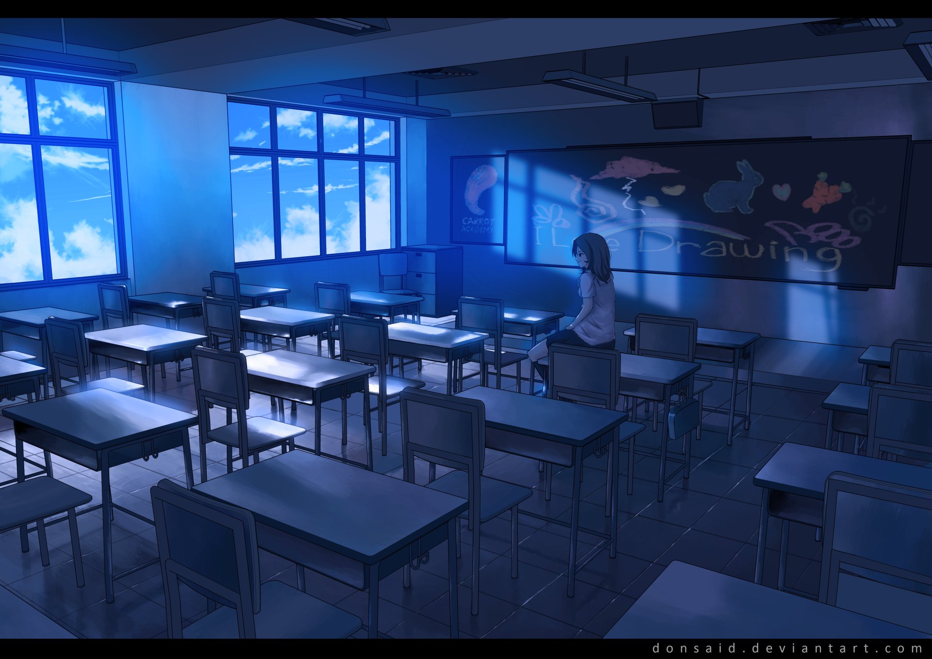 Serene Classroom: 4K Ultra HD Anime Original Wallpaper by Dias Mardianto