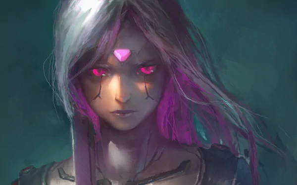 white hair pink eyes Sci Fi cyborg HD Desktop Wallpaper | Background Image
