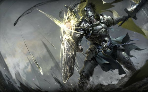 Fantasy Knight Warrior Shield Armor Sword HD Wallpaper | Background Image
