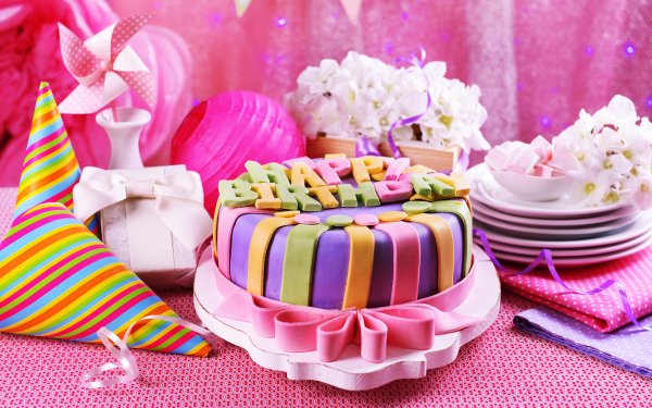 Holiday Birthday Pink Gift Cake HD Wallpaper | Background Image