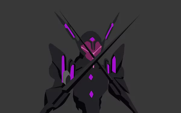 HD PC desktop wallpaper featuring a dark, stylized silhouette of a character from the anime Accel World with striking purple highlights.