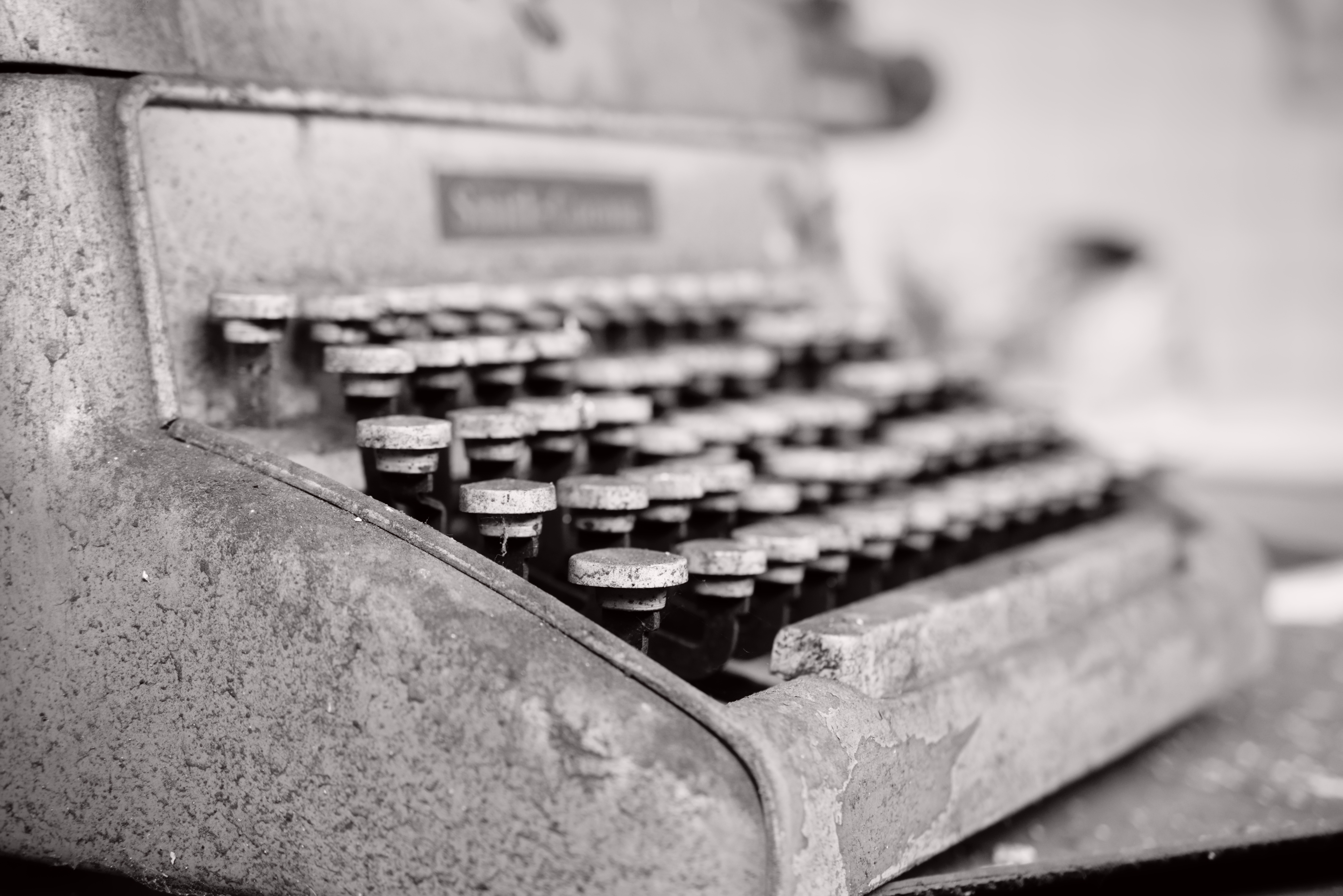 Download Close-up Black & White Man Made Typewriter 4k Ultra HD Wallpaper