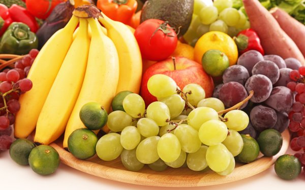 Food Fruits & Vegetables Fruits Fruit Grapes Banana Apple Vegetable HD Wallpaper | Background Image
