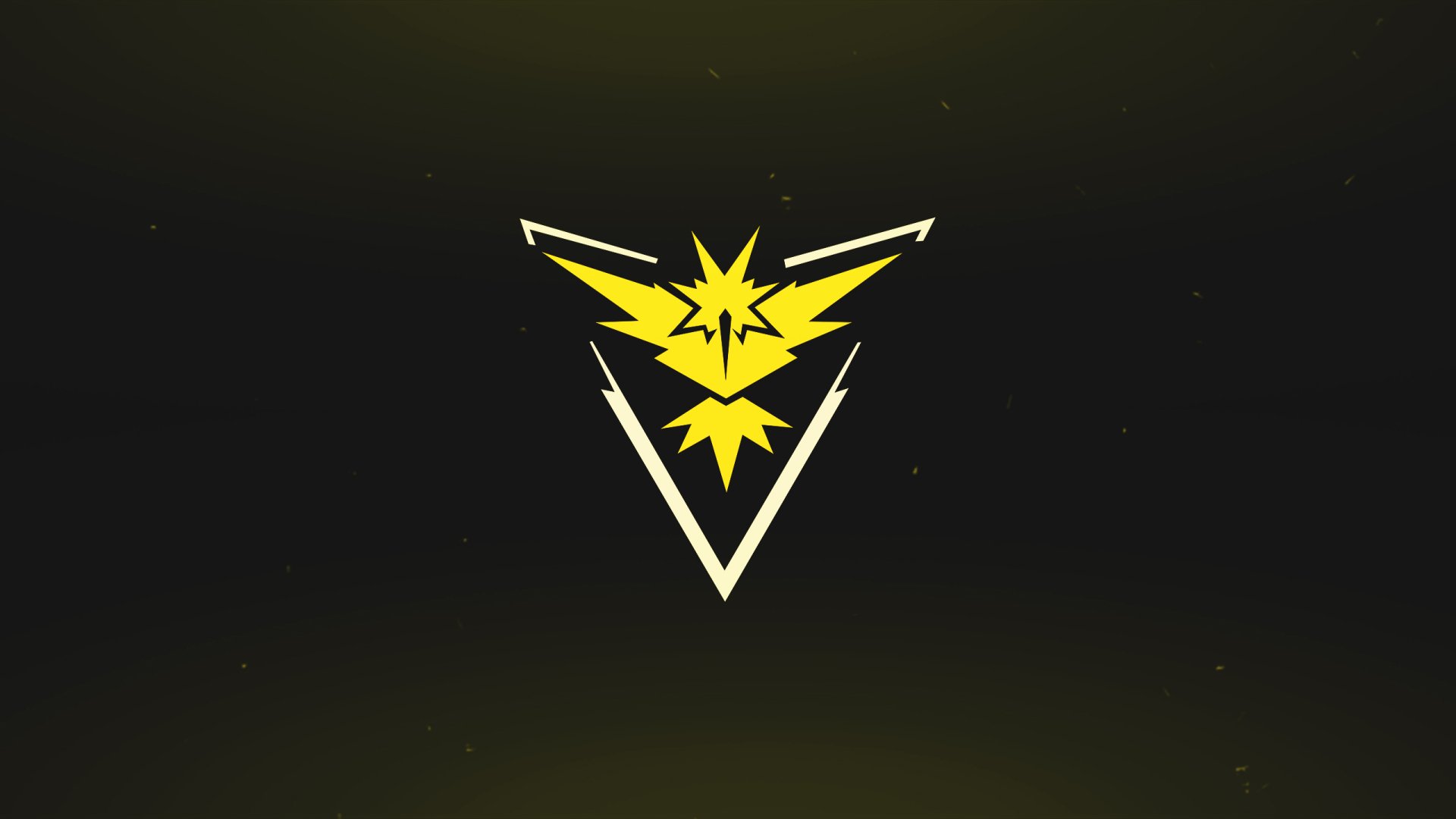 Yellow Team Instinct logo featuring Zapdos, from the video game Pokémon Go, on a dark HD background.