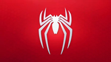 HD desktop wallpaper featuring the Spider-Man logo from the Spider-Man (PS4) video game on a vibrant red background.