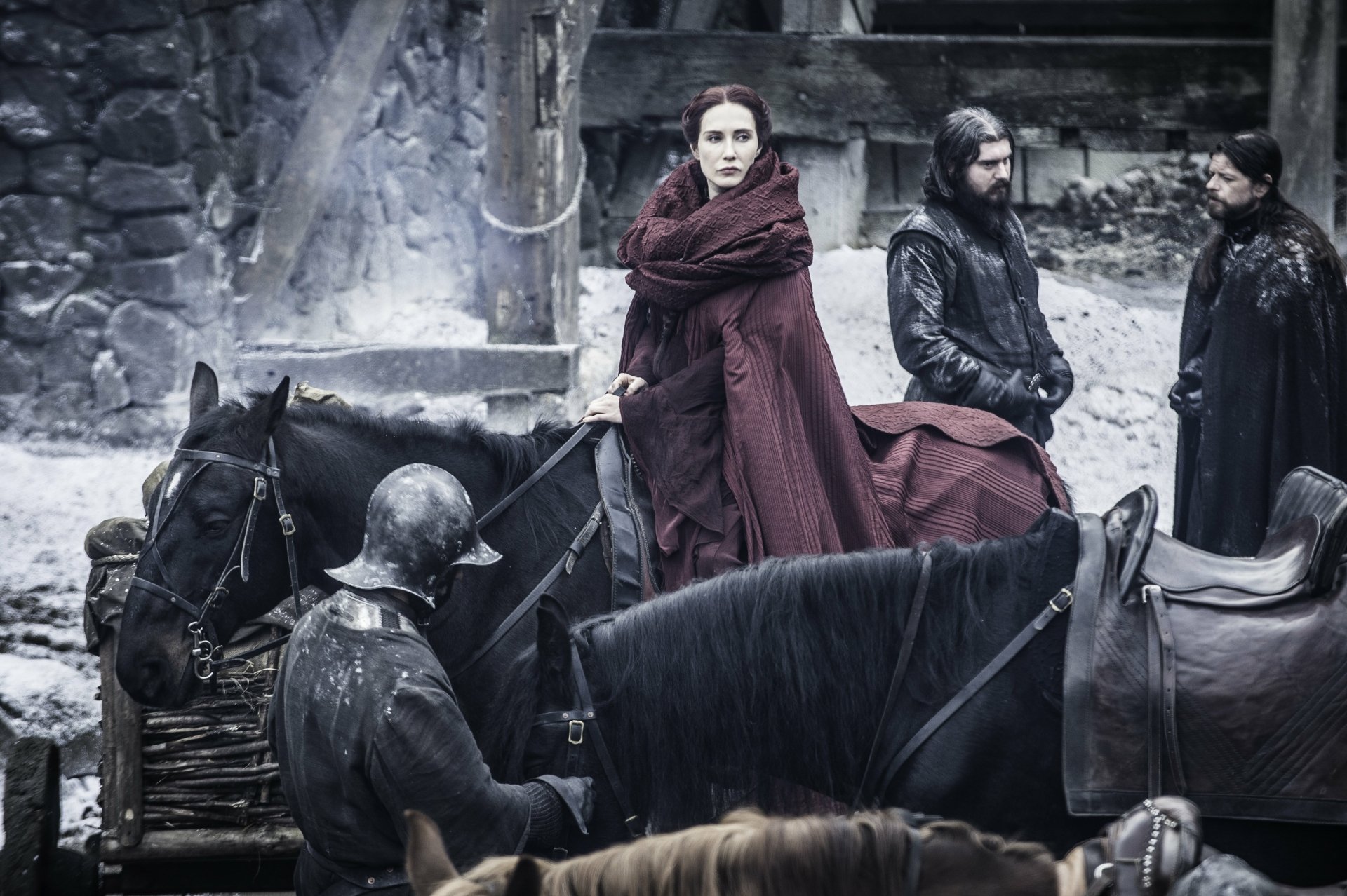 Carice van Houten as Melisandre in a Game of Thrones scene, presented in 4K Ultra HD as a PC desktop wallpaper and background.
