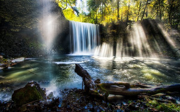 Earth Waterfall Waterfalls Sunbeam Nature HD Wallpaper | Background Image