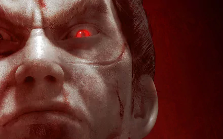 Close-up of Kazuya Mishima from Tekken 7, showcasing intense expression and glowing red eyes against a dark background. A striking 4K Ultra HD wallpaper for fans of the game.
