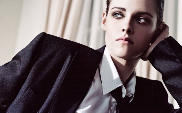 Celebrity Kristen Stewart Actress American Green Eyes Suit HD Wallpaper | Background Image