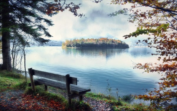 Photography Lake Lakes Nature Island Bench HD Wallpaper | Background Image