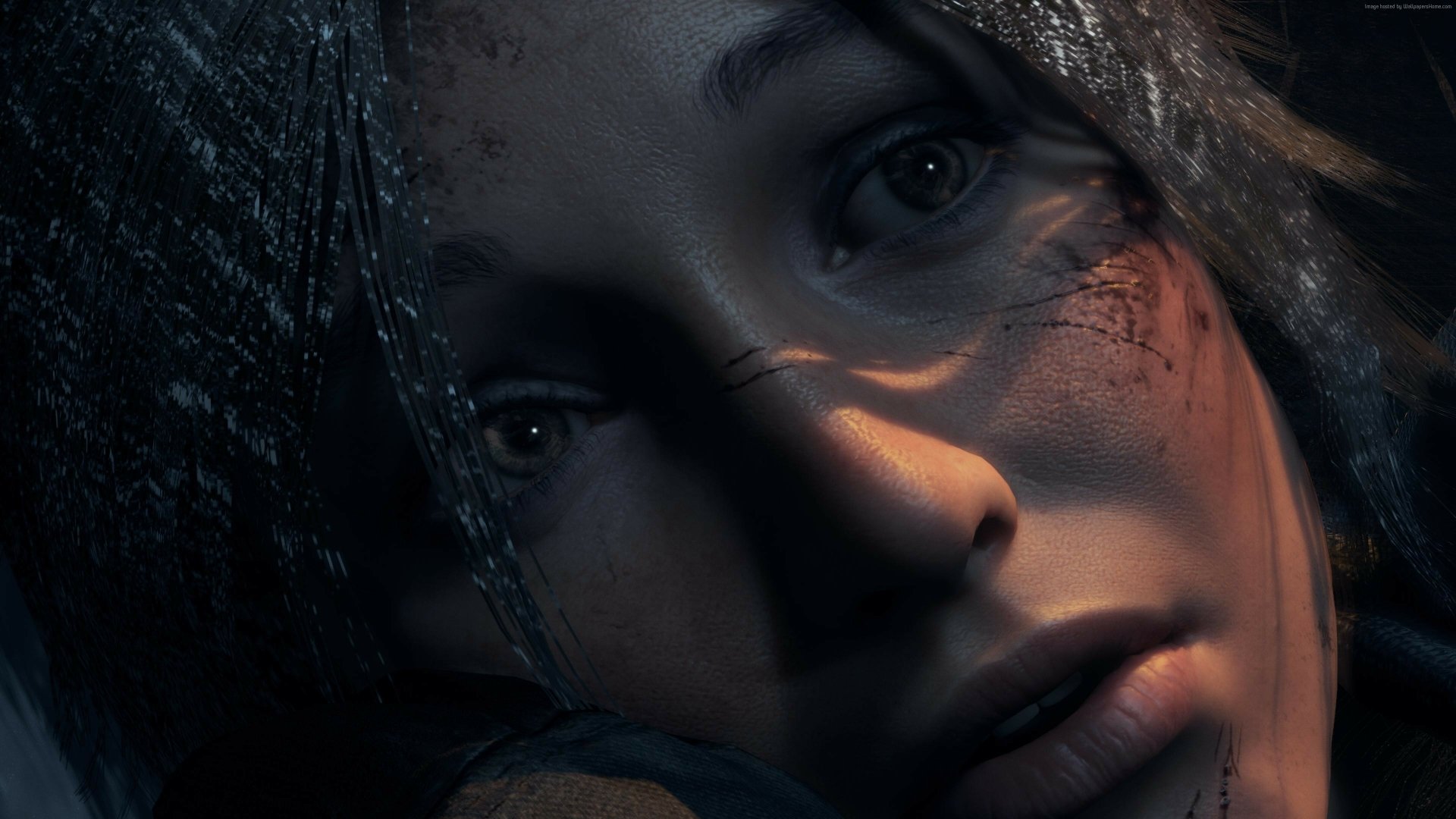 Close-up of Lara Croft from the video game Rise of the Tomb Raider, rendered in 4K Ultra HD quality for a PC desktop wallpaper.