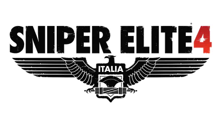 HD PC desktop wallpaper featuring the Sniper Elite 4 video game logo with a bold black eagle and Italia emblem.