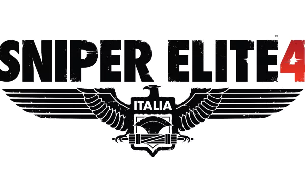 HD PC desktop wallpaper featuring the Sniper Elite 4 video game logo with a bold black eagle and Italia emblem.