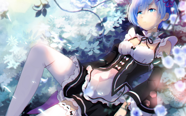 Anime Re:ZERO -Starting Life in Another World- Rem Short Hair Blue Eyes Blue Hair HD Wallpaper | Background Image