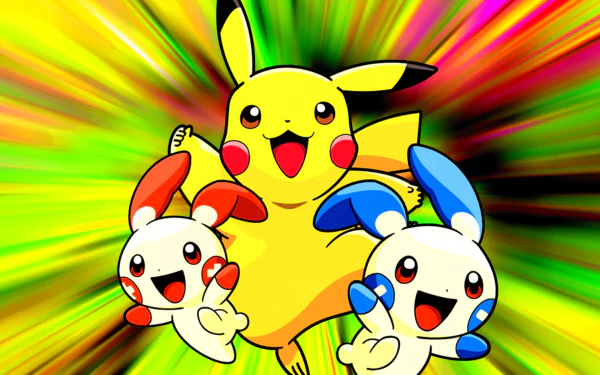 Minun (Pokémon) Plusle (Pokémon) Pikachu Anime Pokemon HD Desktop Wallpaper | Background Image